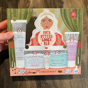 First Aid Beauty Skincare Collection with Red and White Accents
